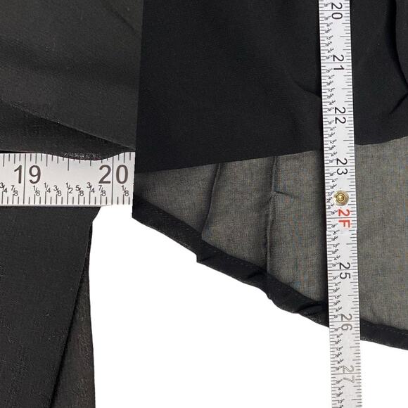 Sheer Black‎ Blouse L Office Siren Whimsigoth Fairy Goth Witchy Long Sleeve NWT - Picture 5 of 7